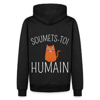 Chat humour soumets-toi humain humour chat cadeau - Sweat à capuche Premium bio Homme - noir - Dos - Nico (187cm)