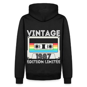 Vintage 1987 cadeau année de naissance homme femme - Sweat à capuche Premium bio Homme - noir - Dos - Nico (187cm)