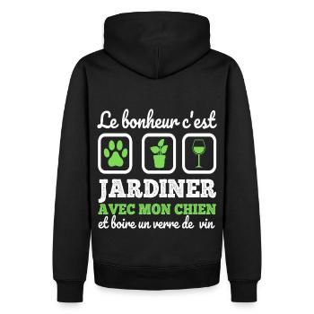 Le bonheur c'est jardiner cadeau jardinage - Sweat à capuche Premium bio Homme - noir - Dos - Nico (187cm)