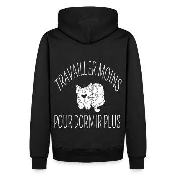 Travailler moins dormir humour jeu de mots cadeau - Sweat à capuche Premium bio Homme - noir - Dos - Nico (187cm)
