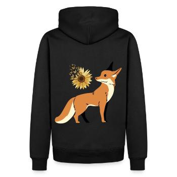 Renard, Faune, Nature sauvage, Nature, Fleur, Papillons - Sweat à capuche Premium bio Homme - noir - Dos - Nico (187cm)