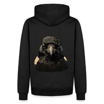 Realistische Elster Vogel Kopf Retro Vintage - Männer Premium Bio Hoodie - Schwarz - Hinten - Nico (187cm)