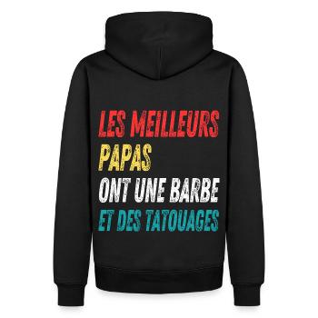 Les meilleurs papas ont une barbe et des tatouages - Sweat à capuche Premium bio Homme - noir - Dos - Nico (187cm)