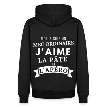 J'aime le pâté et l' apéro humour homme cadeau - Sweat à capuche Premium bio Homme - noir - Dos - Nico (187cm)