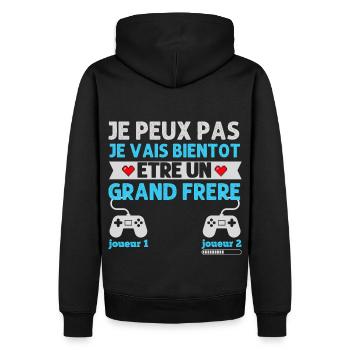 Grand frère futur grand frère humour gamer cadeau - Sweat à capuche Premium bio Homme - noir - Dos - Nico (187cm)
