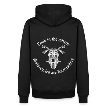 Look in the mirrors, motorcycles are everywhere - Men’s Premium Organic Hoodie - black - Back - Nico (187cm)