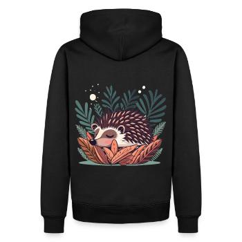 Süßer schlafender Igel im Gebüsch - Männer Premium Bio Hoodie - Schwarz - Hinten - Nico (187cm)