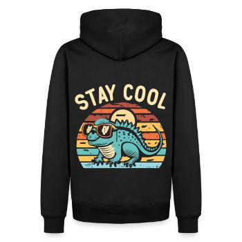 Lézard rétro avec lunettes de soleil - Sweat à capuche Premium bio Homme - noir - Dos - Nico (187cm)