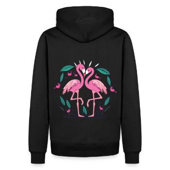 Trust and Affection - Flamingos of Love - Men’s Premium Organic Hoodie - black - Back - Nico (187cm)