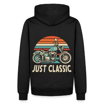 Just Classic - Zeitlose Eleganz auf zwei Rädern - Männer Premium Bio Hoodie - Schwarz - Hinten - Nico (187cm)