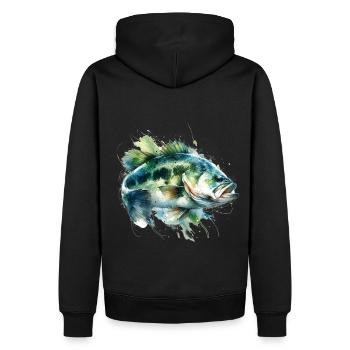 Barsch-Fisch - Männer Premium Bio Hoodie - Schwarz - Hinten - Nico (187cm)
