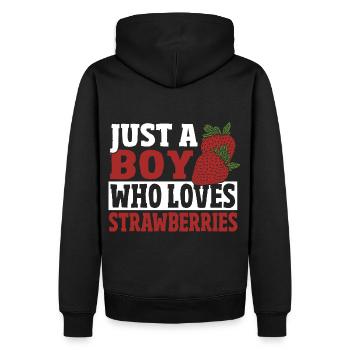 Juste un garçon qui aime les fraises - Sweat à capuche Premium bio Homme - noir - Dos - Nico (187cm)