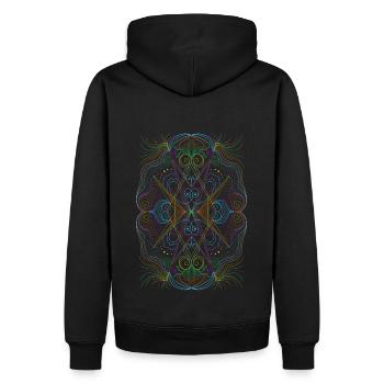Geometrie Mandala - Männer Premium Bio Hoodie - Schwarz - Hinten - Nico (187cm)