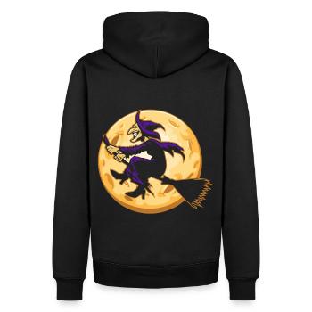 Hexe Hexenbesen Halloween Vollmond - Männer Premium Bio Hoodie - Schwarz - Hinten - Nico (187cm)
