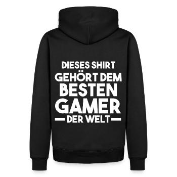 Gaming Zocken Zocker Gamer - Männer Premium Bio Hoodie - Schwarz - Hinten - Nico (187cm)
