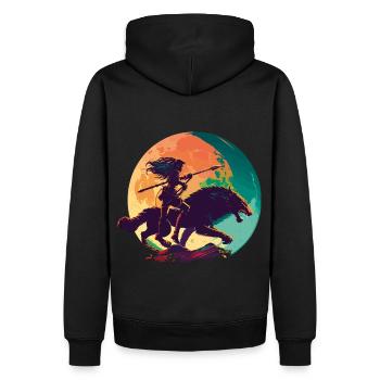 Geisha Samurai - Men’s Premium Organic Hoodie - black - Back - Nico (187cm)