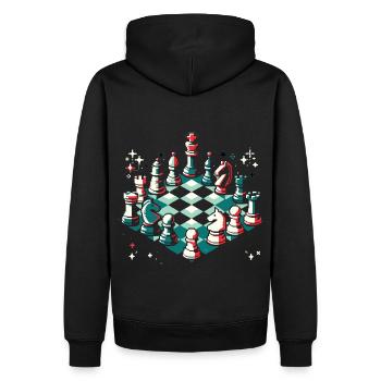 Pixel Chess Art Chess joueur cadeau - Sweat à capuche Premium bio Homme - noir - Dos - Nico (187cm)