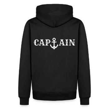 Capitaine-Capitaine, Logo pour Capitaines, Capitaine de navire - Sweat à capuche Premium bio Homme - noir - Dos - Nico (187cm)