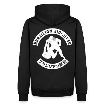 BJJ Brazilian Jiu-Jitsu - Männer Premium Bio Hoodie - Schwarz - Hinten - Nico (187cm)