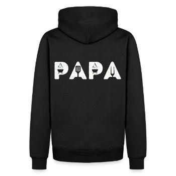 Papa barbecue humour bbq cadeau fête des pères - Sweat à capuche Premium bio Homme - noir - Dos - Nico (187cm)