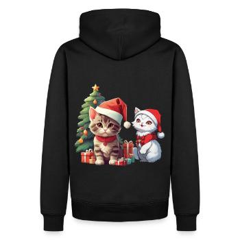 Christmas Weihnachten Katze Katzen Nikolaus Xmas - Männer Premium Bio Hoodie - Schwarz - Hinten - Nico (187cm)