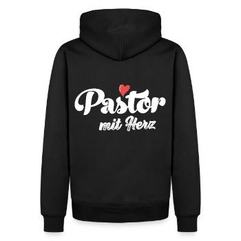 Pastor mit Herz Pastorin evangelische Gemeinde - Männer Premium Bio Hoodie - Schwarz - Hinten - Nico (187cm)