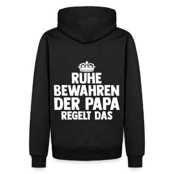 Vater Papi Papa - Männer Premium Bio Hoodie - Schwarz - Hinten - Nico (187cm)