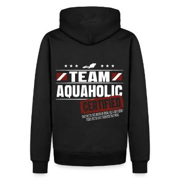 Team Aquaholic Tauchen Geschenk - Männer Premium Bio Hoodie - Schwarz - Hinten - Nico (187cm)