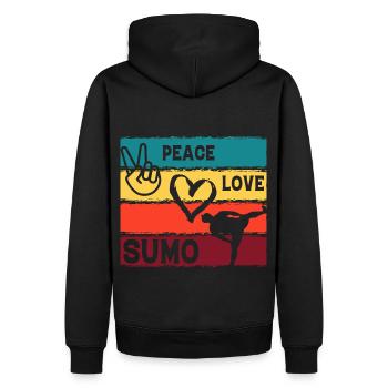 Sumo Paix Amour - Sweat à capuche Premium bio Homme - noir - Dos - Nico (187cm)