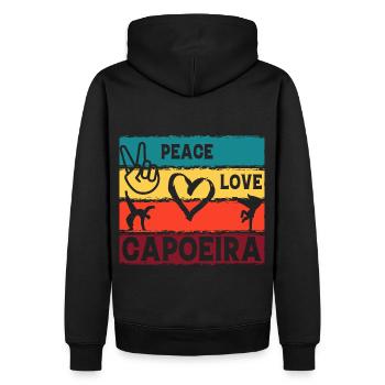 Frieden Liebe Capoeira - Männer Premium Bio Hoodie - Schwarz - Hinten - Nico (187cm)