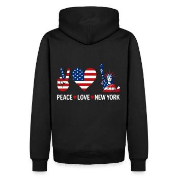 Peace Love New York - Männer Premium Bio Hoodie - Schwarz - Hinten - Nico (187cm)