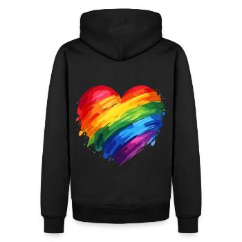 Regenbogen-Herz– Bunte Vielfalt Liebe – LGBTQ - Männer Premium Bio Hoodie - Schwarz - Hinten - Nico (187cm)