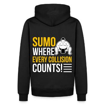 Sumo where every collision counts! - Men’s Premium Organic Hoodie - black - Back - Nico (187cm)