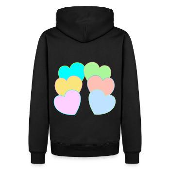 Herz Herzen Retro Vintage 80 er Liebe Romantik - Männer Premium Bio Hoodie - Schwarz - Hinten - Nico (187cm)
