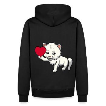 Coeur Chat Domestique Chat Animaux Enfants Animal Ami - Sweat à capuche Premium bio Homme - noir - Dos - Nico (187cm)