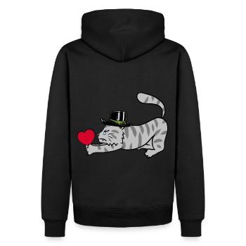 Herz Kater Liebeskummer Schmerz Valentin Liebe - Männer Premium Bio Hoodie - Schwarz - Hinten - Nico (187cm)