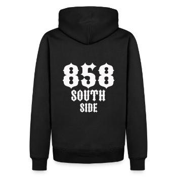 858WV5 - Männer Premium Bio Hoodie - Schwarz - Hinten - Nico (187cm)