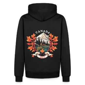 Kanada 2023 - Männer Premium Bio Hoodie - Schwarz - Hinten - Nico (187cm)