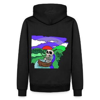 Angler Skelett angeln Fischen Hobby Angeln Natur - Männer Premium Bio Hoodie - Schwarz - Hinten - Nico (187cm)
