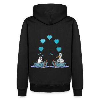 Seagulls Seagull Love Heart Valentine Sailor Boat - Men’s Premium Organic Hoodie - black - Back - Nico (187cm)