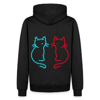 80er 90er Retro Vintage Katzen Katze Kätzchen - Männer Premium Bio Hoodie - Schwarz - Hinten - Nico (187cm)