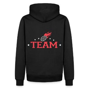 Team Rugby Cadeau humour joueur de rugby - Sweat à capuche Premium bio Homme - noir - Dos - Nico (187cm)