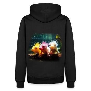 Axolotl - Männer Premium Bio Hoodie - Schwarz - Hinten - Nico (187cm)