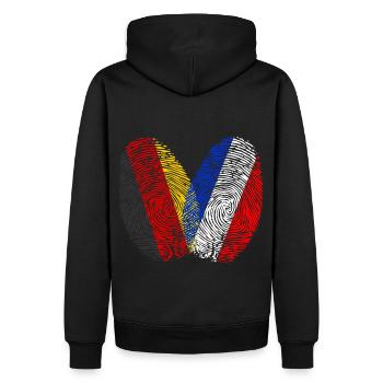 Empreinte digitale Hollande Pays-Bas Néerlandais - Sweat à capuche Premium bio Homme - noir - Dos - Nico (187cm)