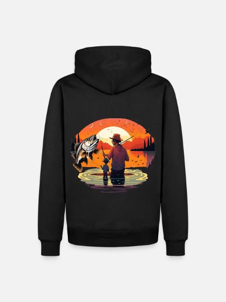 Barschfisch Vater und Sohn - Männer Premium Bio Hoodie - Schwarz