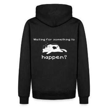 En attendant que quelque chose se passe Cat Lover Design - Sweat à capuche Premium bio Homme - noir - Dos - Nico (187cm)