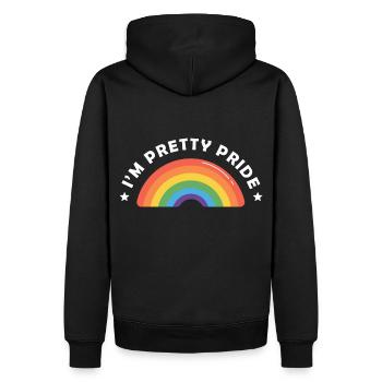 Je suis assez fier arc-en-ciel - Sweat à capuche Premium bio Homme - noir - Dos - Nico (187cm)