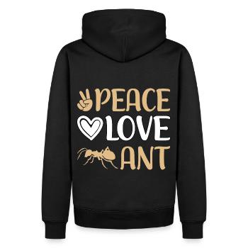 Peace Love Ant - Männer Premium Bio Hoodie - Schwarz - Hinten - Nico (187cm)