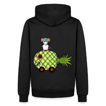 Ananas Wohnwagen Ratte Urlaub Reise - Männer Premium Bio Hoodie - Schwarz - Hinten - Nico (187cm)