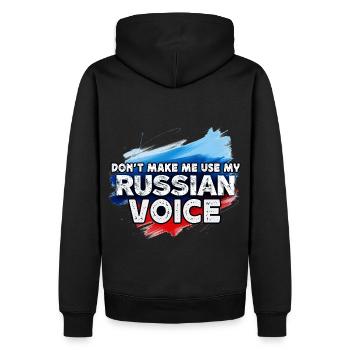 Ne me forcez pas à utiliser ma voix russe - Sweat à capuche Premium bio Homme - noir - Dos - Nico (187cm)